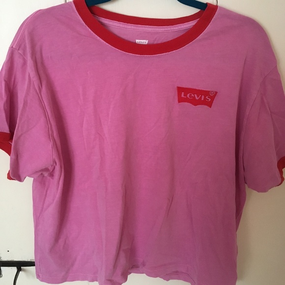 Levi's Pink Crop Top Ringer Tee - Picture 2 of 2